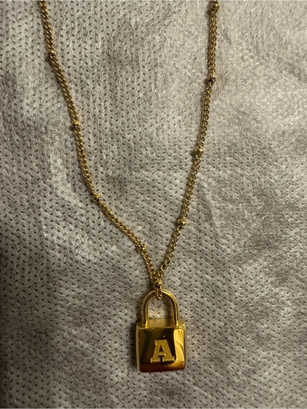 Savvy Cie Gold Initial 'A' Padlock Necklace